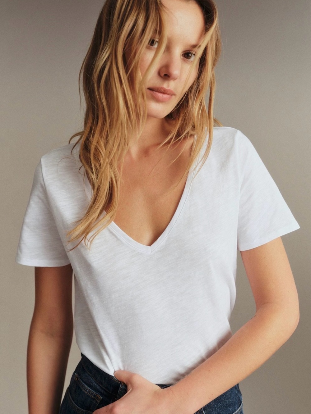 Sézane Malcom T-Shirt Organic Cotton Ecru Medium EUC